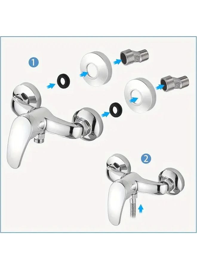 Alloy Dual Mixer Tap For Shower And Basin Hot Cold Water Ceramic Cartridge Anti Scald Silvery - Image 4